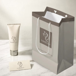 Sacola Para Presentes Média Saca de Presente de Papel Bege Neutro Minimalista