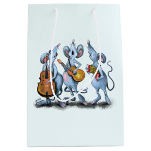 Sacola Para Presentes Média Saca de Presente Divertida da Banda Mouse Music - 