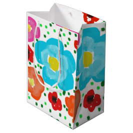 Sacola Para Presentes Média Saca de Presente Média Floral Abstrata Brilhante e