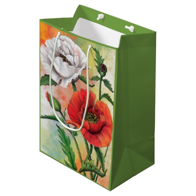 Sacola Para Presentes Média Saca de Presente Papoulas (Frente inclinada)