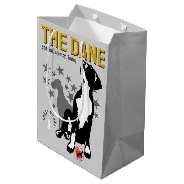 Sacola Para Presentes Média Saca de Presente para Great Dane (Verso inclinado)