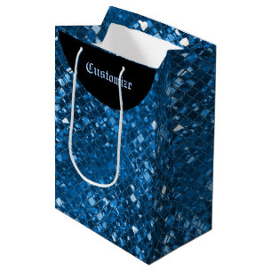 Sacola Para Presentes Média Saco azul Sparkling do presente do teste padrão d