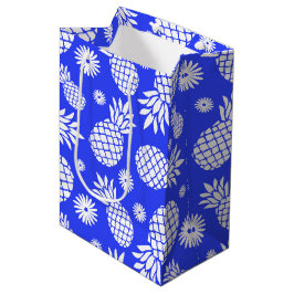 Sacola Para Presentes Média Saco branco de abacaxi e margarida