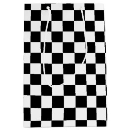 Sacola Para Presentes Média Saco Checkered preto e branco corajoso do presente