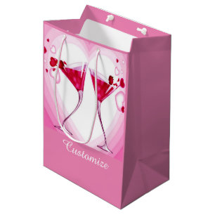 Sacola Para Presentes Média Saco cor-de-rosa do presente dos vidros de