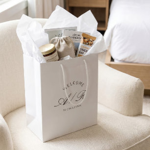 Sacola Para Presentes Média Saco de Boas-Vindas Branco Elegante para Casamento