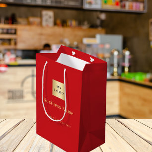 Sacola Para Presentes Média Saco de compras do logotipo da empresa vermelha