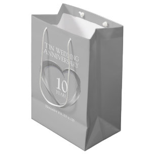 Sacola Para Presentes Média Saco de fotos de aniversário de casamento do 10º e