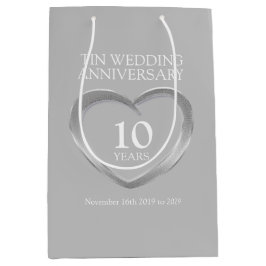 Sacola Para Presentes Média Saco de fotos de aniversário de casamento do 10º e