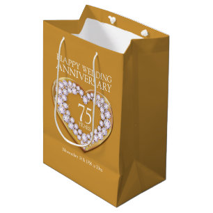 Sacola Para Presentes Média Saco de fotos do aniversário de 75 anos de casame