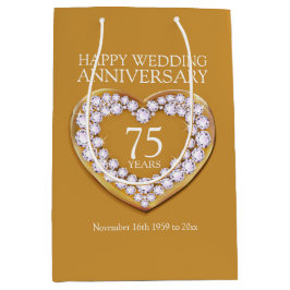 Sacola Para Presentes Média Saco de fotos do aniversário de 75 anos de casamen