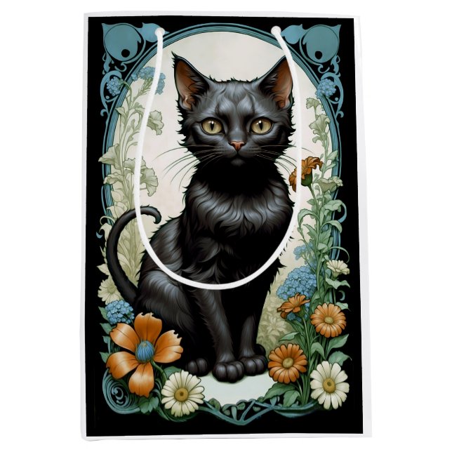 Sacola Para Presentes Média saco de gato fofo (Frente)