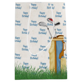 Sacola Para Presentes Média Saco de golfe de aniversário na grama