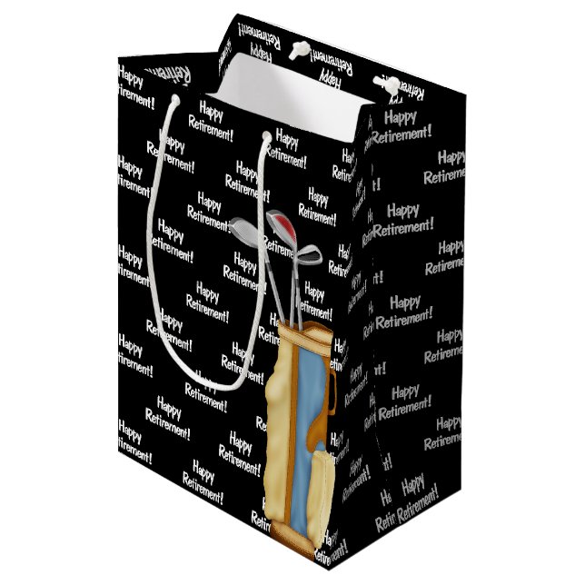 Sacola Para Presentes Média Saco de golfe de aposentadoria em preto (Frente inclinada)
