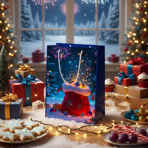 Sacola Para Presentes Média Saco de Natal Mágico do Papai Noel Bolsa de Presen