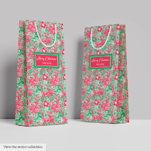 Sacola Para Presentes Média Saco de Natal rosa verde personalizado estilo prep