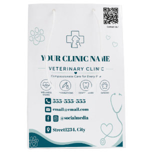 Sacola Para Presentes Média Saco de Papel Personalizado para Veterinário com C