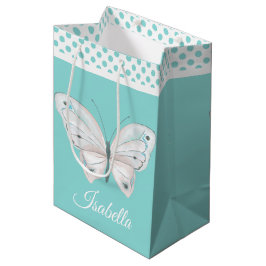 Sacola Para Presentes Média Saco de Presente Azul de Ovo de Robin com Borbolet