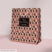 Saco de Presente Brilhante Rosa Dourado e Preto Te