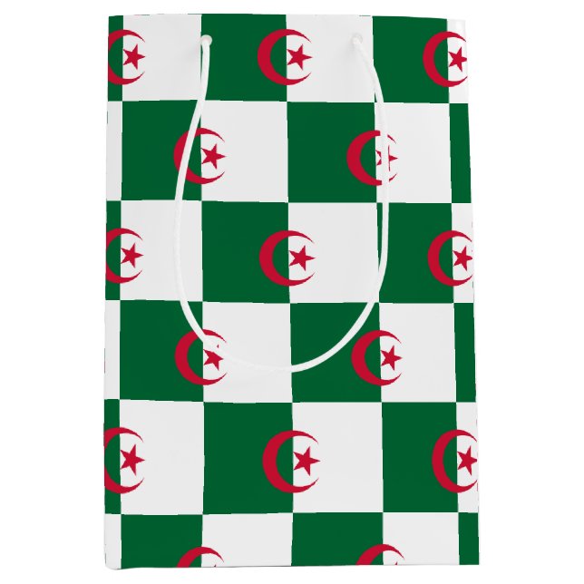 Sacola Para Presentes Média Saco de Presente com a bandeira da Argélia (Frente)