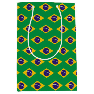 Sacola Para Presentes Média Saco de Presente com a bandeira do Brasil