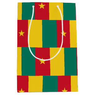 Sacola Para Presentes Média Saco de Presente com a bandeira dos Camarões