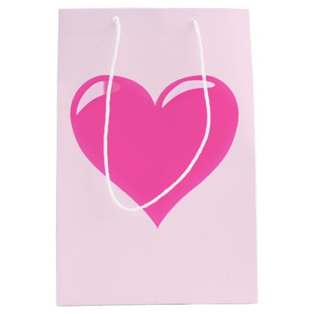 Sacola Para Presentes Média Saco de Presente com Coração Rosa (Frente)