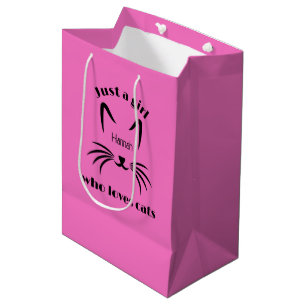 Sacola Para Presentes Média Saco de Presente com Desenho de Menina que Ama Gat