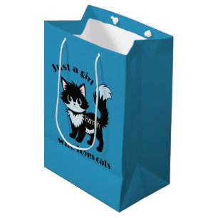 Sacola Para Presentes Média Saco de Presente com Design de Garota que Ama Gato