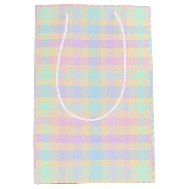 Sacola Para Presentes Média Saco de Presente com Design Xadrez de Páscoa Paste (Frente)