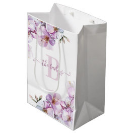 Sacola Para Presentes Média Saco de Presente com Monograma de Flor de Cerejeir