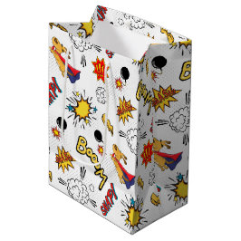 Sacola Para Presentes Média Saco de Presente com Padrão de Quadrinhos