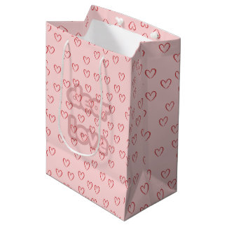 Sacola Para Presentes Média Saco de Presente Coração Rosa