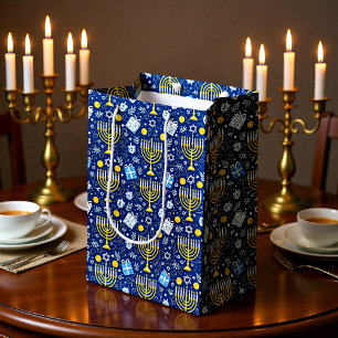 Sacola Para Presentes Média Saco de Presente da Menorá de Hanukkah