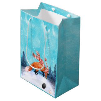 Sacola Para Presentes Média Saco de Presente da Raposa Saltitante Feliz