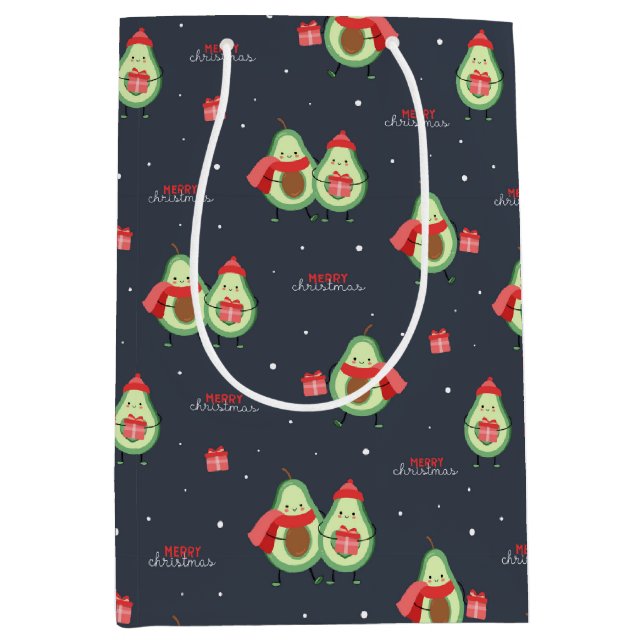 Sacola Para Presentes Média Saco de Presente de Abacates de Natal (Frente)