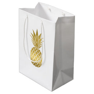 Sacola Para Presentes Média Saco de presente de abacaxi Dourado Elegante