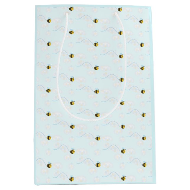 Sacola Para Presentes Média Saco de presente de abelha feliz e bonito (Frente)