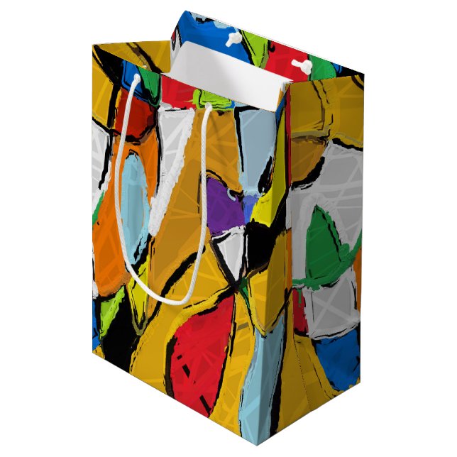 Sacola Para Presentes Média Saco de presente de Abstrato amarelo (Frente inclinada)