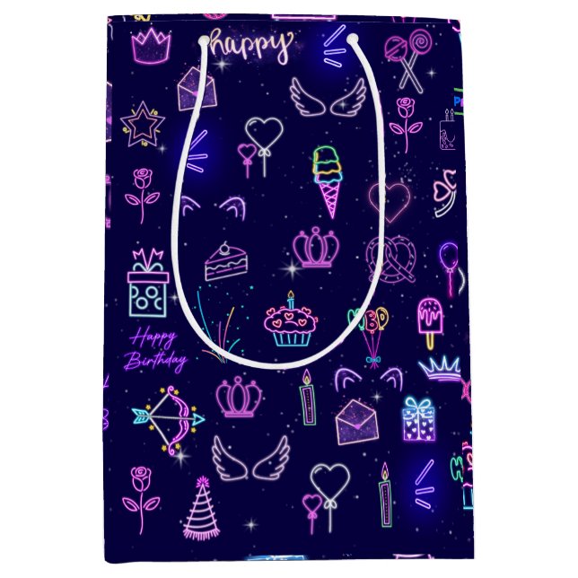 Sacola Para Presentes Média Saco de Presente de Aniversário de Princesa | Saco (Frente)