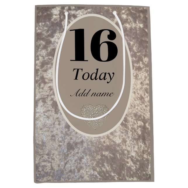 Sacola Para Presentes Média Saco de presente de aniversário de veludo personal (Frente)