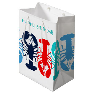 Sacola Para Presentes Média Saco de Presente de Aniversário Lagostas Coloridas
