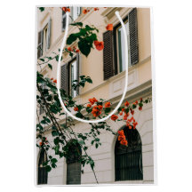 Saco de Presente de Aquarela Bougainvillea Creme d