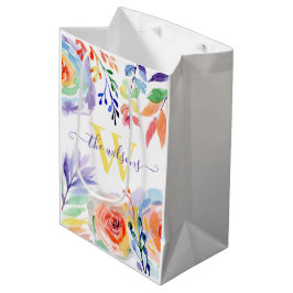 Sacola Para Presentes Média Saco de Presente de Aquarela com Foto Monogramada