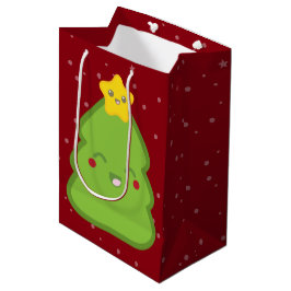 Sacola Para Presentes Média Saco de Presente de Árvore de Natal e Estrela Kawa