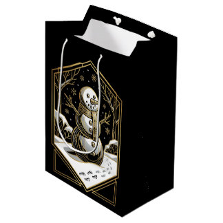 Sacola Para Presentes Média Saco de Presente de Boneco de Neve Art Deco