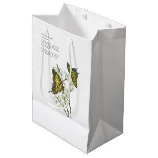 Sacola Para Presentes Média Saco de presente de borboleta pintada à mão