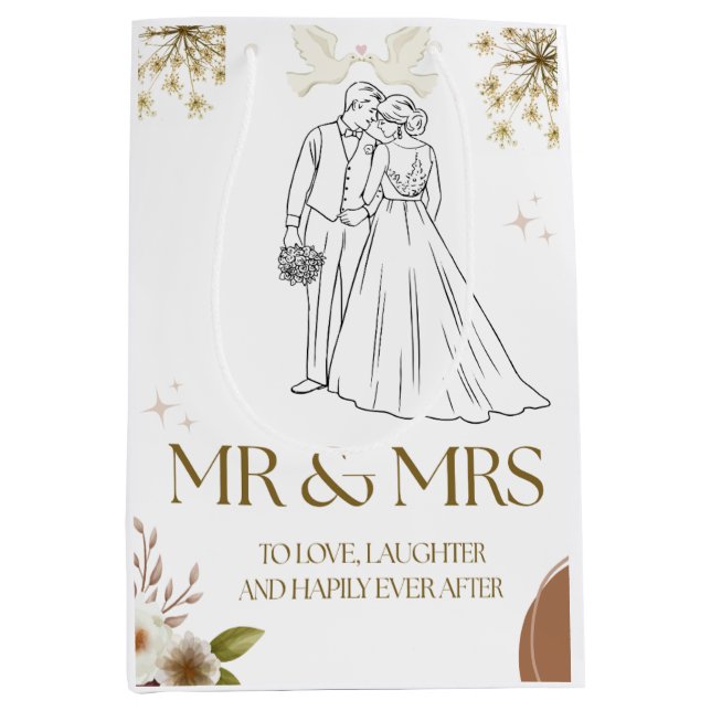 Sacola Para Presentes Média Saco de presente de casamento (Frente)