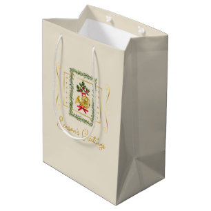 Sacola Para Presentes Média Saco de Presente de Creme Irlandês de Natal com Tr