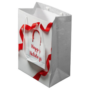Sacola Para Presentes Média Saco De Presente De Férias Com Fitas Vermelhas